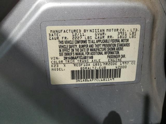 3N1AB6AP7CL681149 - 2012 NISSAN SENTRA 2.0 SILVER photo 12