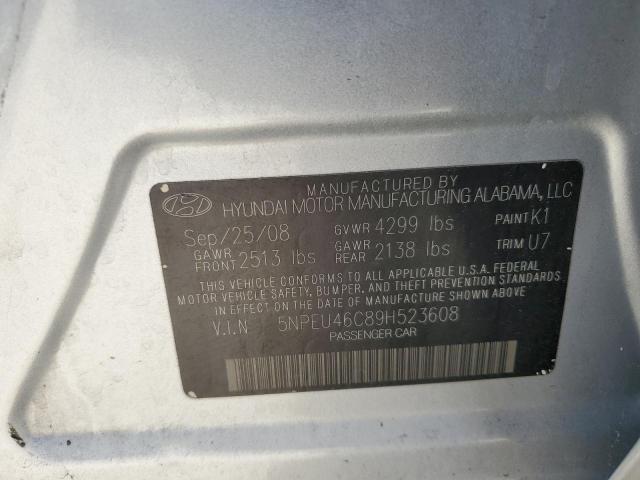 5NPEU46C89H523608 - 2009 HYUNDAI SONATA SE SILVER photo 12