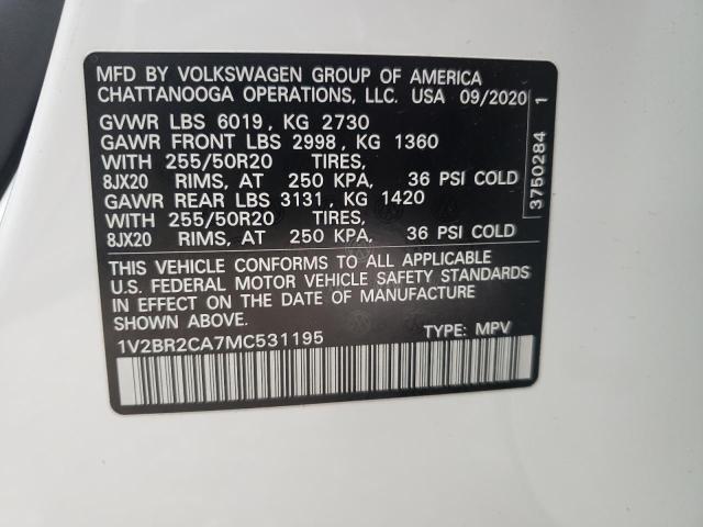 1V2BR2CA7MC531195 - 2021 VOLKSWAGEN ATLAS SEL SILVER photo 13