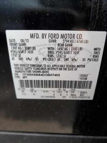 1FM5K8B84DGB07465 - 2013 FORD EXPLORER BLACK photo 12