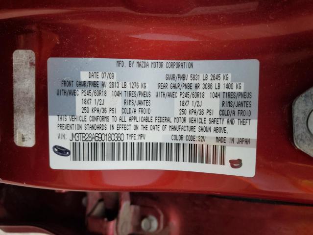 JM3TB28A690180380 - 2009 MAZDA CX-9 RED photo 12