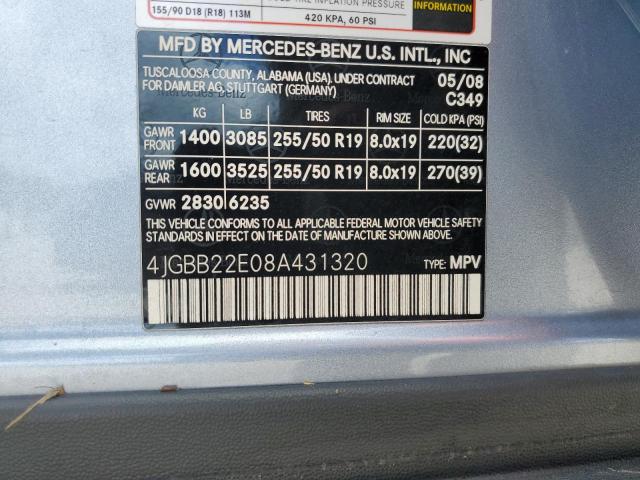 4JGBB22E08A431320 - 2008 MERCEDES-BENZ ML 320 CDI BLUE photo 12