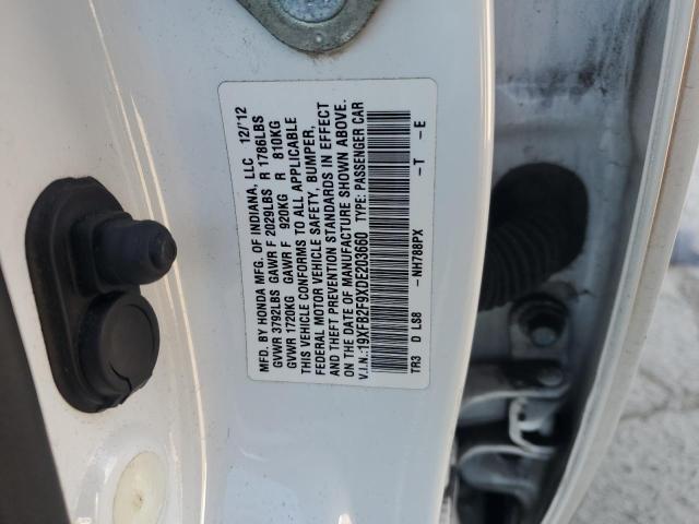 19XFB2F9XDE203660 - 2013 HONDA CIVIC EXL WHITE photo 12