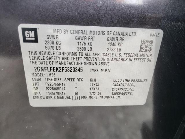 2GNFLFEK2F6320345 - 2015 CHEVROLET EQUINOX LT BLACK photo 14