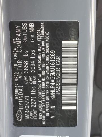 KMHLP4AG5MU161269 - 2021 HYUNDAI ELANTRA LIMITED GRAY photo 12