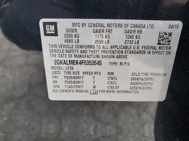 2GKALMEK4F6352645 - 2015 GMC TERRAIN SLE BLACK photo 13