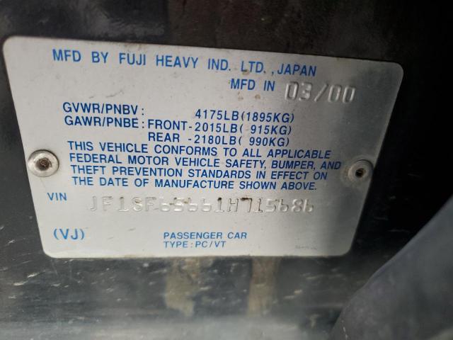 JF1SF65661H715686 - 2001 SUBARU FORESTER S BLACK photo 12