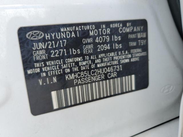 KMHC85LC2HU046731 - 2017 HYUNDAI IONIQ LIMITED WHITE photo 12