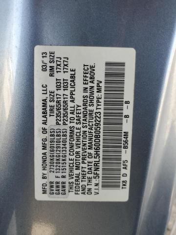 5FNRL5H60DB059223 - 2013 HONDA ODYSSEY EXL BLUE photo 13