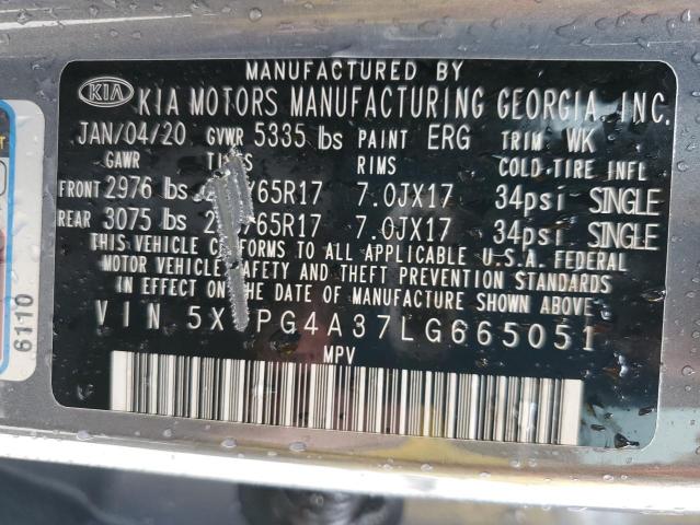 5XYPG4A37LG665051 - 2020 KIA SORENTO L GRAY photo 13