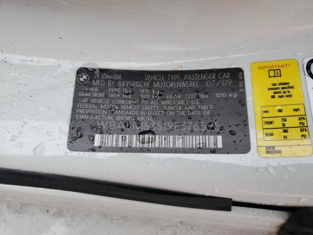 WBALM53519E376595 - 2009 BMW Z4 SDRIVE30I WHITE photo 12
