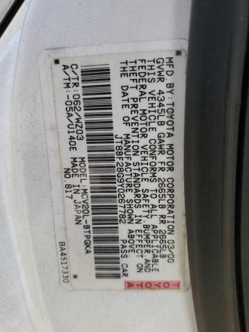 JT8BF28G9Y0267782 - 2000 LEXUS ES 300 WHITE photo 12