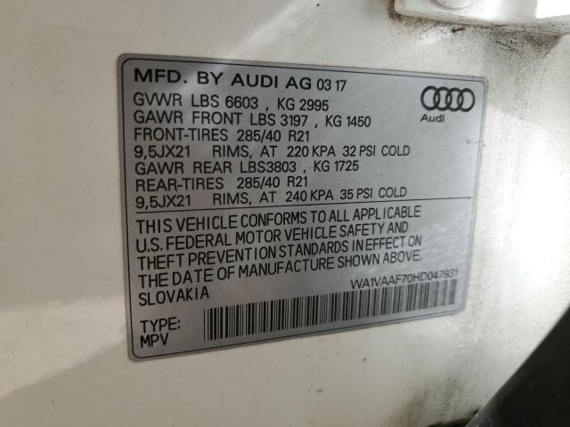 WA1VAAF70HD047931 - 2017 AUDI Q7 PRESTIGE WHITE photo 13