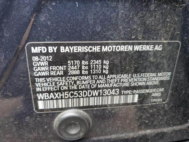 WBAXH5C53DDW13043 - 2013 BMW 528 XI BLUE photo 12