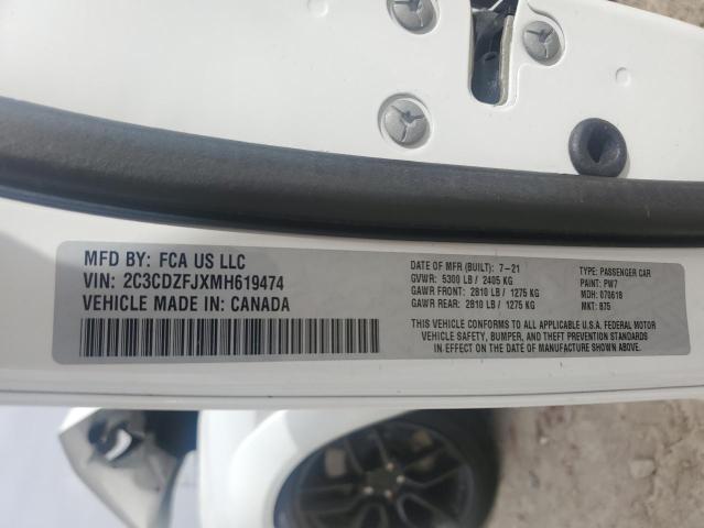 2C3CDZFJXMH619474 - 2021 DODGE CHALLENGER R/T SCAT PACK WHITE photo 13