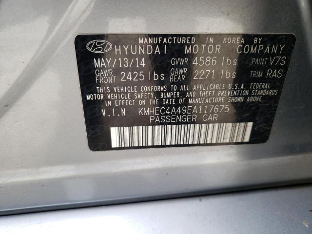 KMHEC4A49EA117675 - 2014 HYUNDAI SONATA HYBRID GRAY photo 12