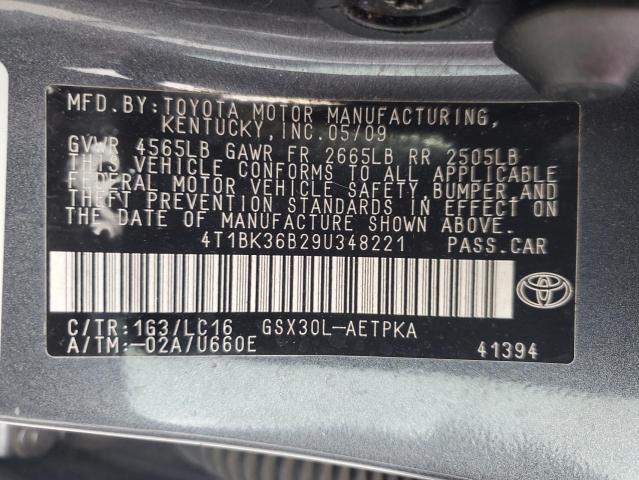 4T1BK36B29U348221 - 2009 TOYOTA AVALON XL GRAY photo 12