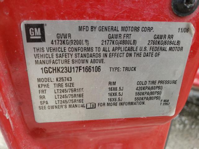 1GCHK23U17F166106 - 2007 CHEVROLET SILVERADO K2500 HEAVY DUTY RED photo 13