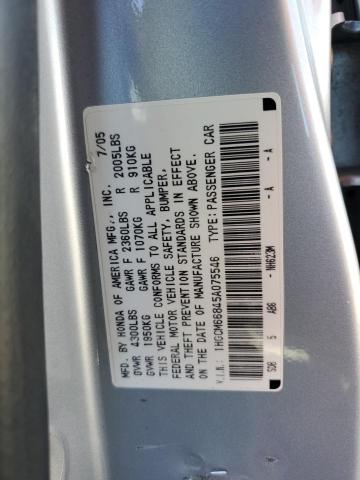 1HGCM66845A075546 - 2005 HONDA ACCORD EX SILVER photo 12