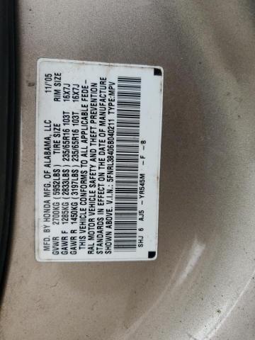 5FNRL38406B040211 - 2006 HONDA ODYSSEY EX TAN photo 13