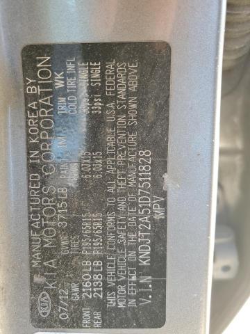 KNDJT2A51D7511828 - 2013 KIA SOUL GRAY photo 13