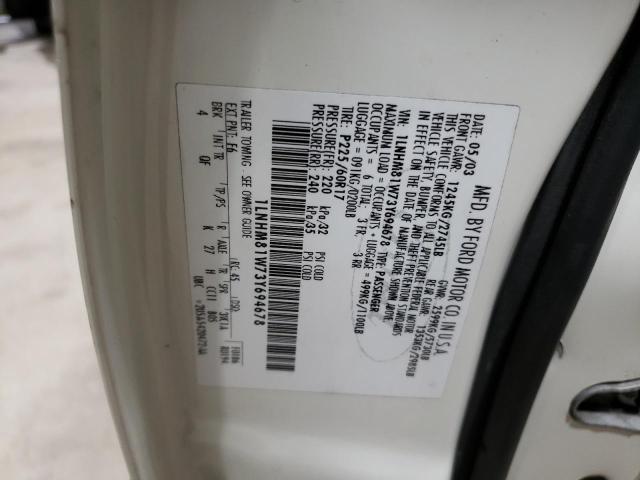 1LNHM81W73Y694678 - 2003 LINCOLN TOWN CAR EXECUTIVE WHITE photo 12