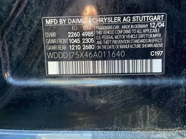 WDDDJ75X46A011640 - 2006 MERCEDES-BENZ CLS 500C BLACK photo 10