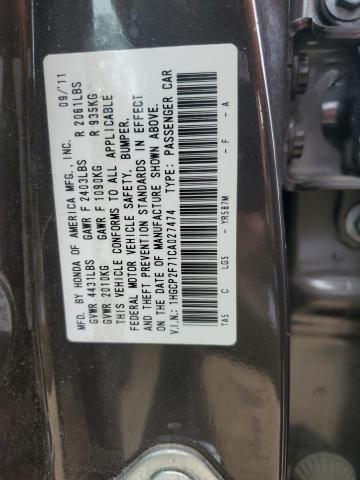 1HGCP2F71CA027474 - 2012 HONDA ACCORD EX BLACK photo 12