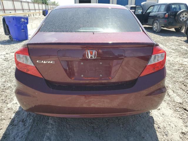 2HGFB2F55CH565574 - 2012 HONDA CIVIC LX BURGUNDY photo 6