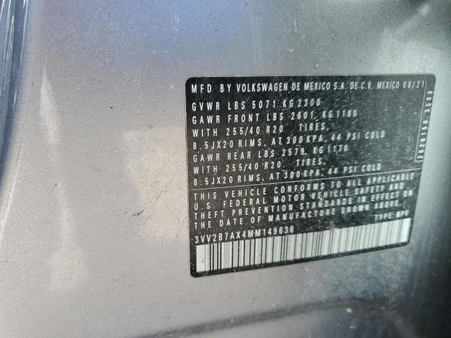 3VV2B7AX4MM149636 - 2021 VOLKSWAGEN TIGUAN SE Srebrny zdjęcie 13