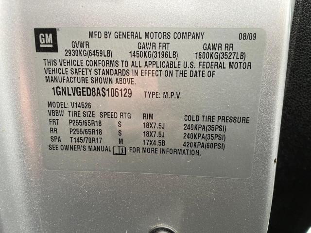 1GNLVGED8AS106129 - 2010 CHEVROLET TRAVERSE LT SILVER photo 10