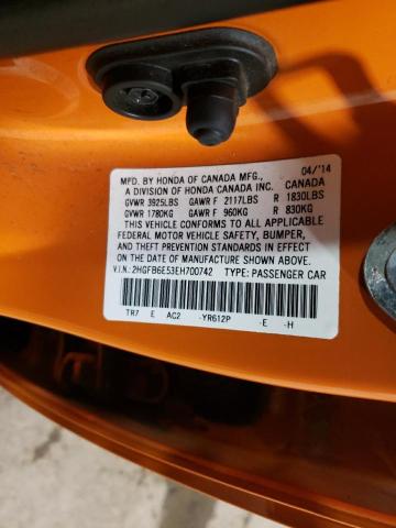 2HGFB6E53EH700742 - 2014 HONDA CIVIC SI ORANGE photo 12