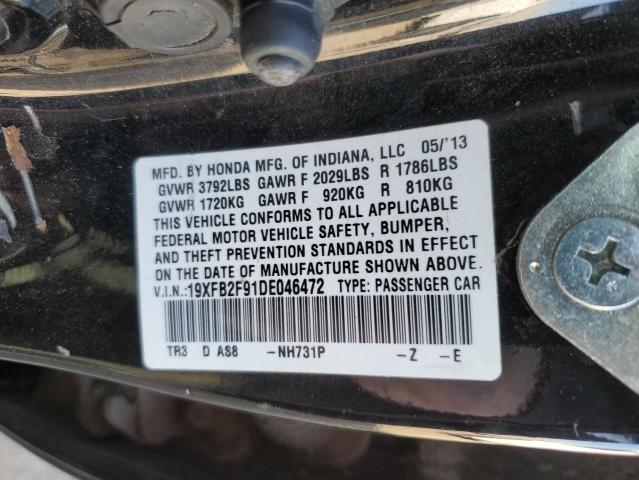 19XFB2F91DE046472 - 2013 HONDA CIVIC EXL BLACK photo 12
