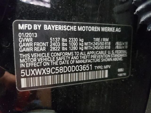 5UXWX9C58D0D03651 - 2013 BMW X3 XDRIVE28I BLACK photo 12