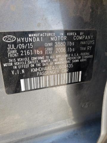 KMHDH4AE4GU604435 - 2016 HYUNDAI ELANTRA SE GRAY photo 12