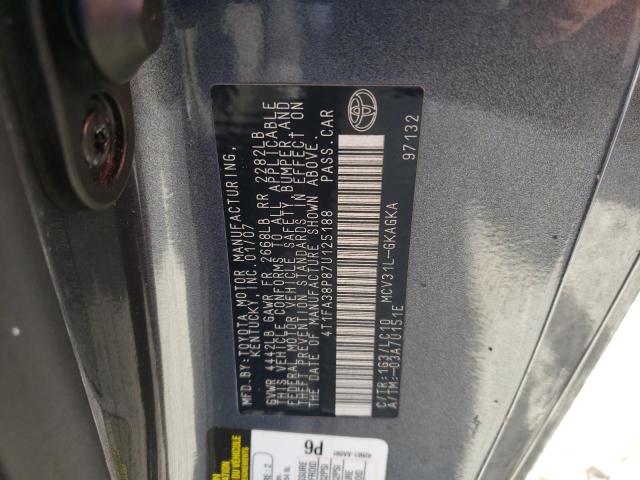 4T1FA38P87U125188 - 2007 TOYOTA CAMRY SOLA SE GRAY photo 12