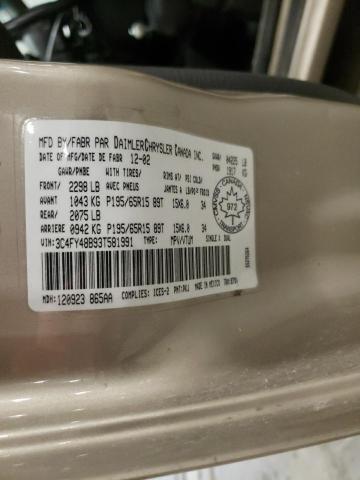 3C4FY48B93T581991 - 2003 CHRYSLER PT CRUISER CLASSIC 金色 照片 12