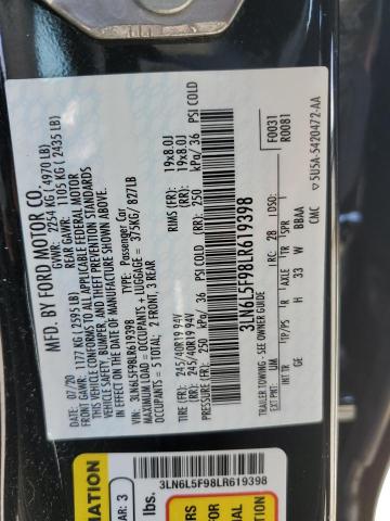 3LN6L5F98LR619398 - 2020 LINCOLN MKZ RESERVE შავი ფოტო 12