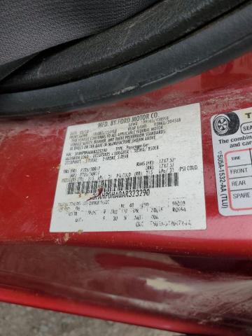 3FAHP0HA0AR323290 - 2010 FORD FUSION SE RED photo 12