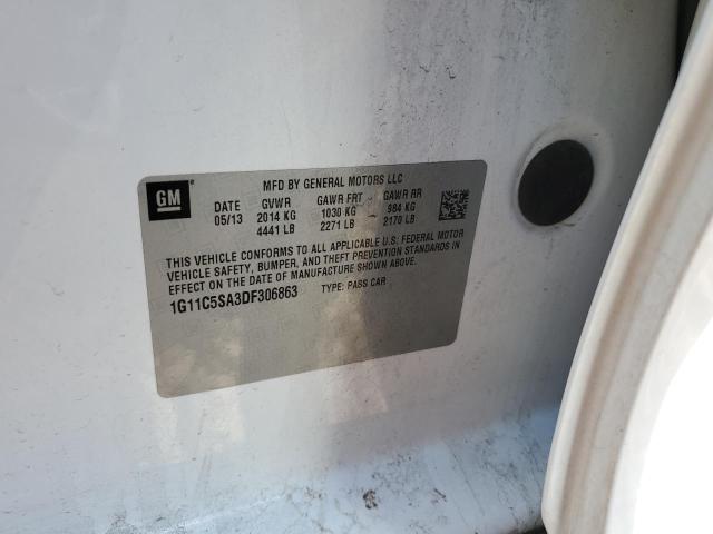 1G11C5SA3DF306863 - 2013 CHEVROLET MALIBU 1LT WHITE photo 12