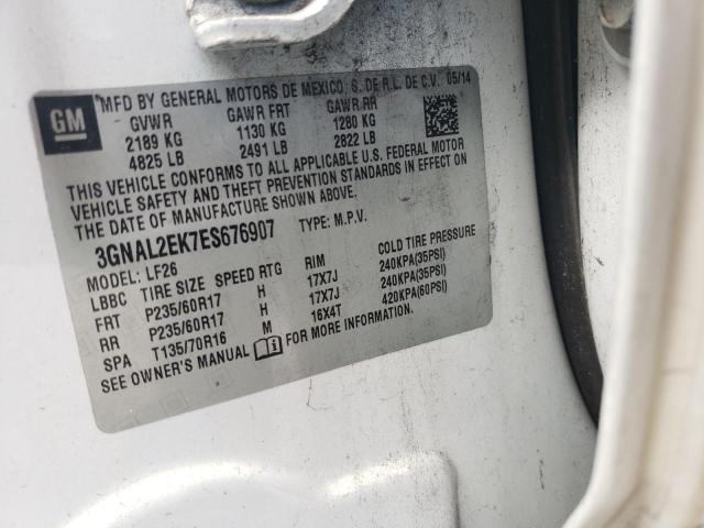 3GNAL2EK7ES676907 - 2014 CHEVROLET CAPTIVA LS 白色 照片 12