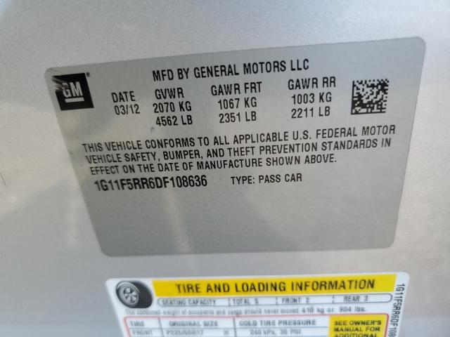 1G11F5RR6DF108636 - 2013 CHEVROLET MALIBU 2LT SILVER photo 12