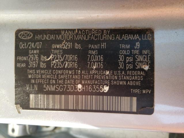 5NMSG73D38H163555 - 2008 HYUNDAI SANTA FE GLS BLUE photo 13