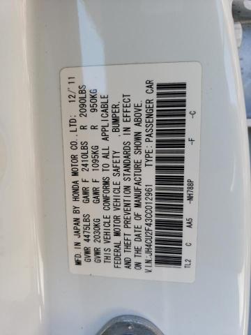 JH4CU2F43CC012961 - 2012 ACURA TSX WHITE photo 12