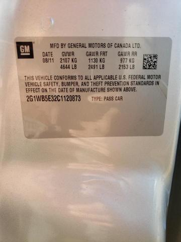 2G1WB5E32C1120873 - 2012 CHEVROLET IMPALA LT SILVER photo 12