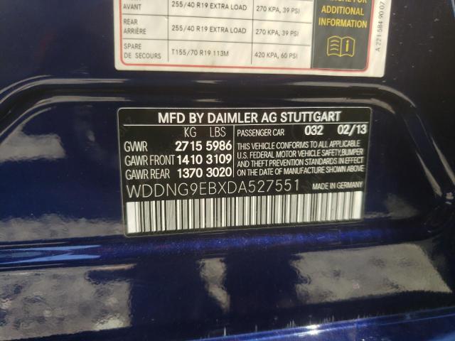 WDDNG9EBXDA527551 - 2013 MERCEDES-BENZ S550 550 4MATIC BLUE photo 12