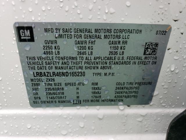 LRBAZLR46ND165230 - 2022 BUICK ENVISION PREFERRED Ağ foto 13