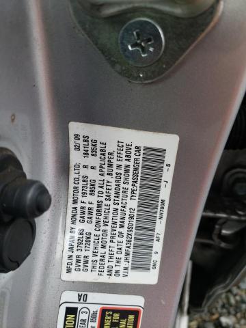 JHMFA362X9S019012 - 2009 HONDA CIVIC HYBRID SILVER photo 12