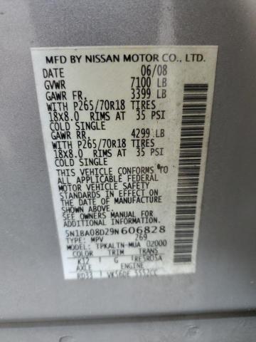 5N1BA08D29N606828 - 2009 NISSAN ARMADA SE SILVER photo 13