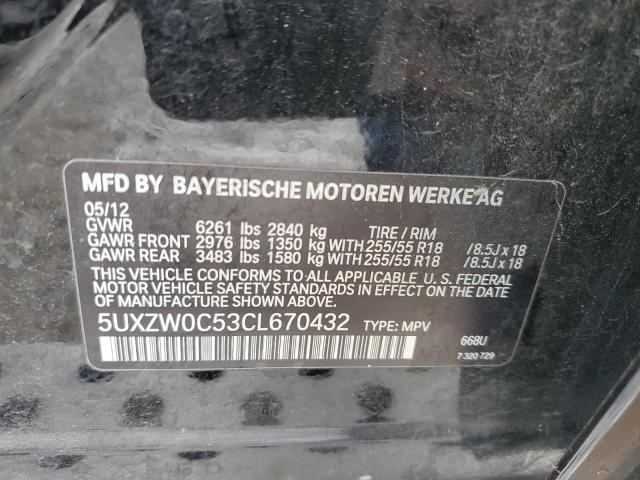 5UXZW0C53CL670432 - 2012 BMW X5 XDRIVE35D BLACK photo 13